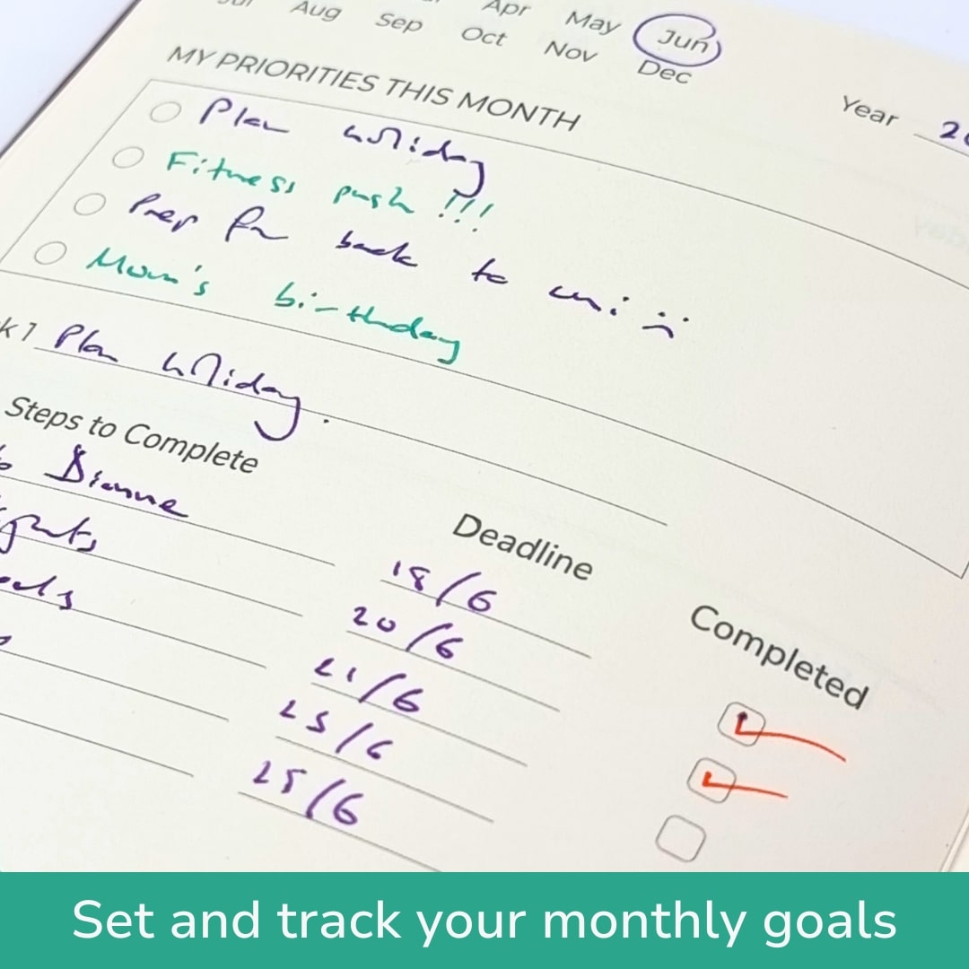 Undated Yearly Productivity Planner - Red