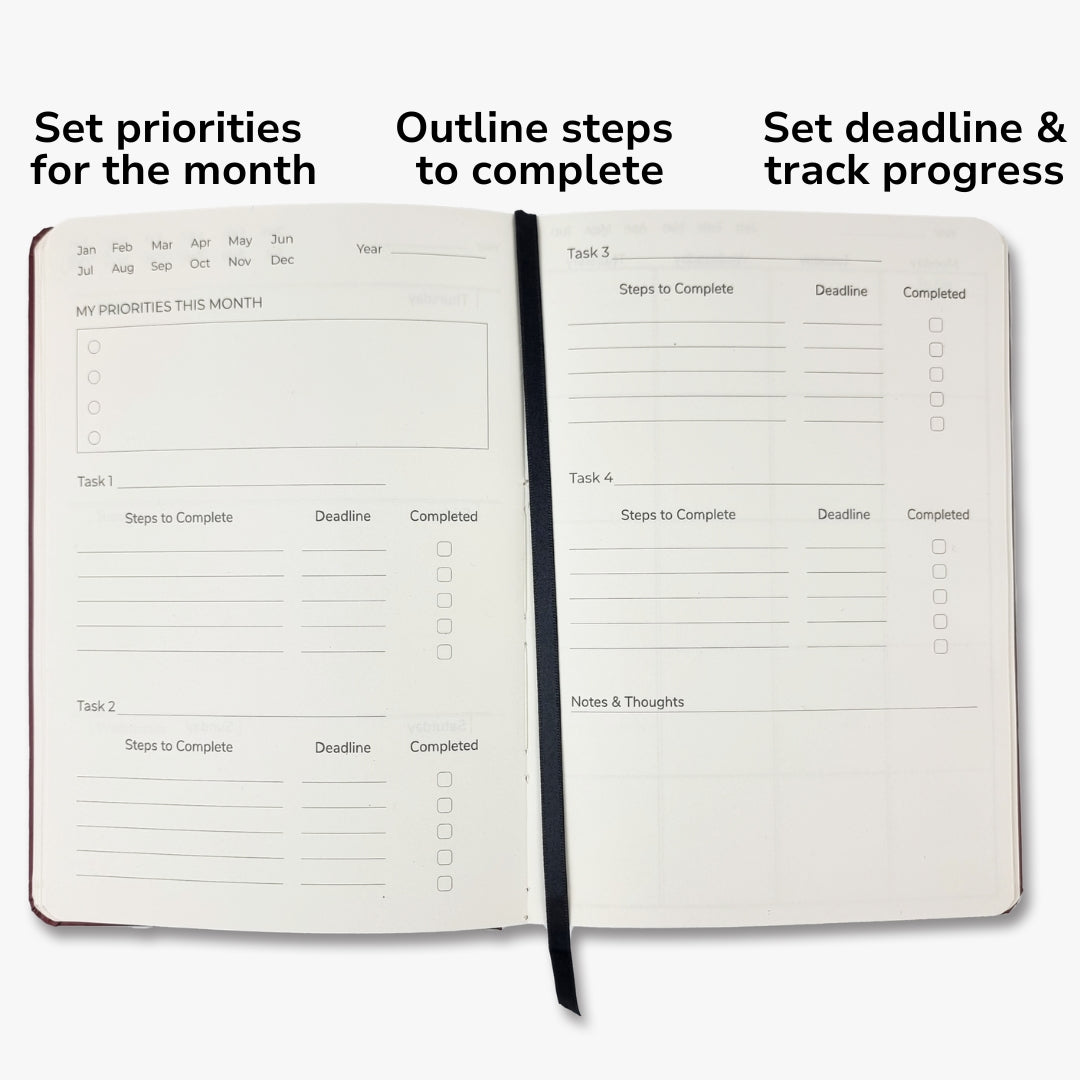 Undated Yearly Productivity Planner - Red
