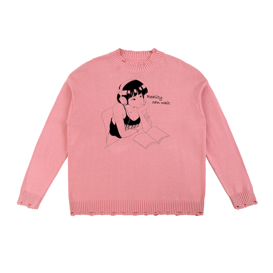Reality Can Wait Hand-Frayed Sweater
