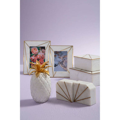 White Marble and Gold Bookends | Sena