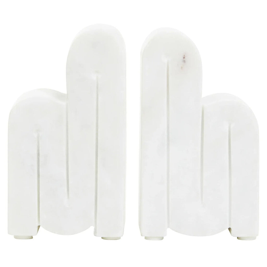 Set of Two White Marble Bookends | Nason