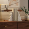 Set of Two Striped White Marble Bookends | Soma