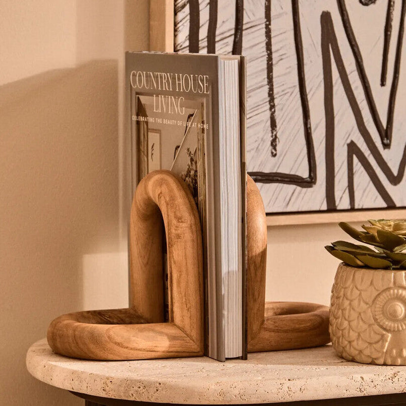 Natural Wood Set of 2 Bookends | Arlo