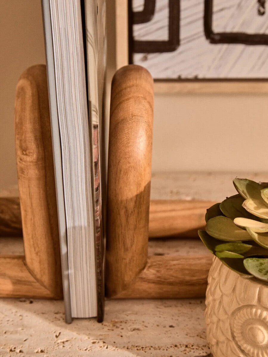 Natural Wood Set of 2 Bookends | Arlo