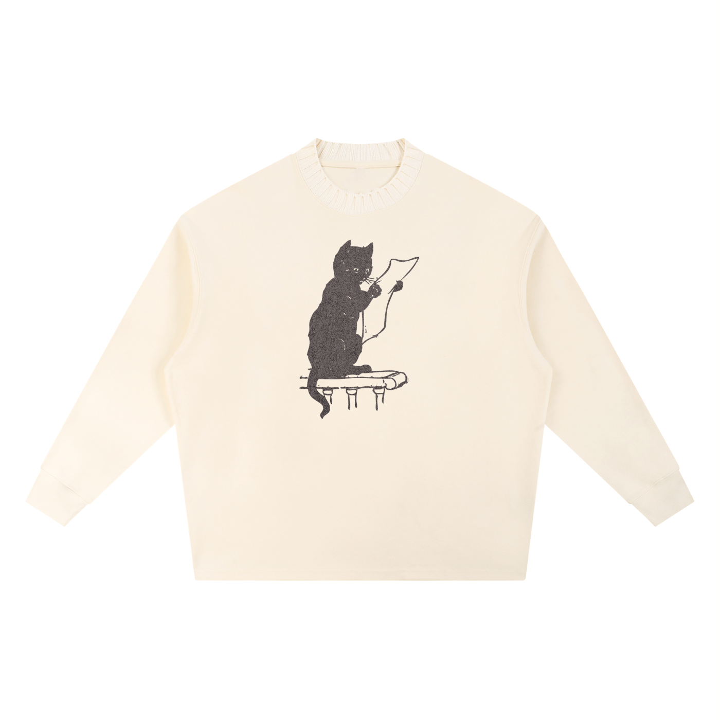Bookish Cat Knitted Sweatshirt