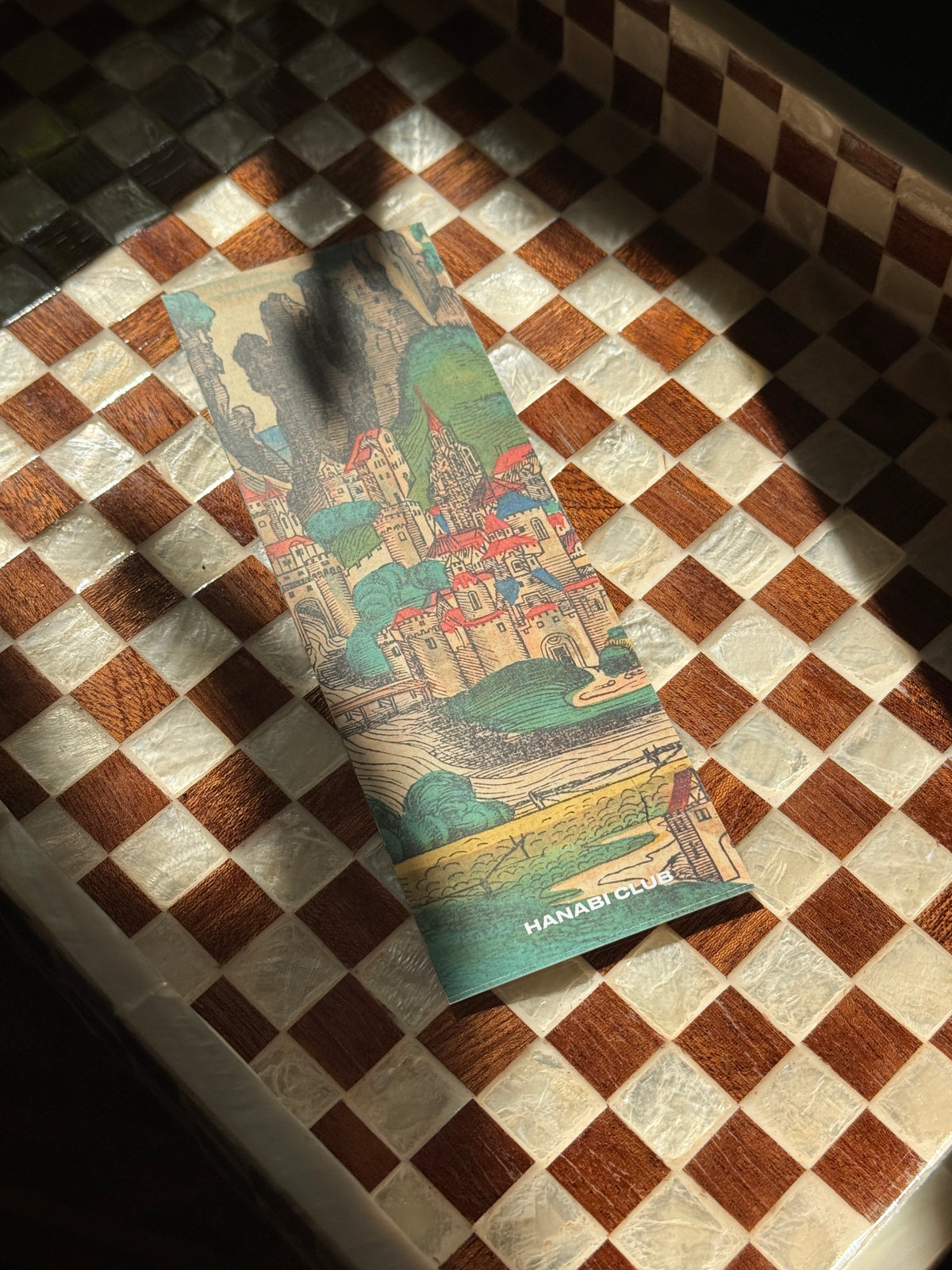 Once Upon a Time bookmark with illustrated medieval castle town
