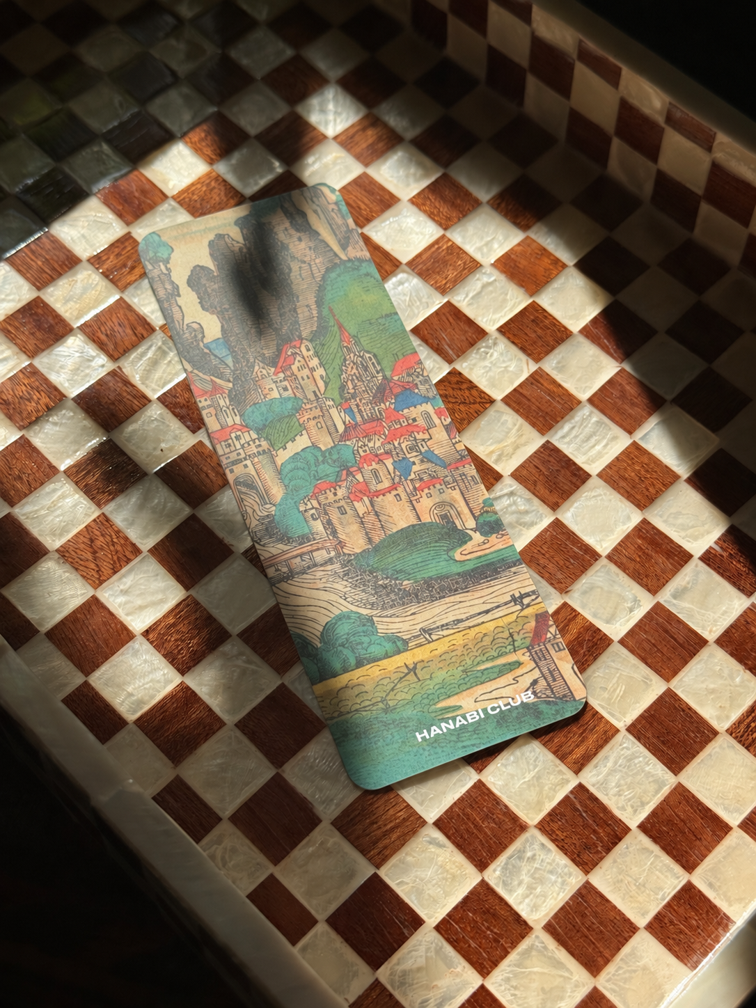 Once Upon a Time bookmark with illustrated medieval castle town
