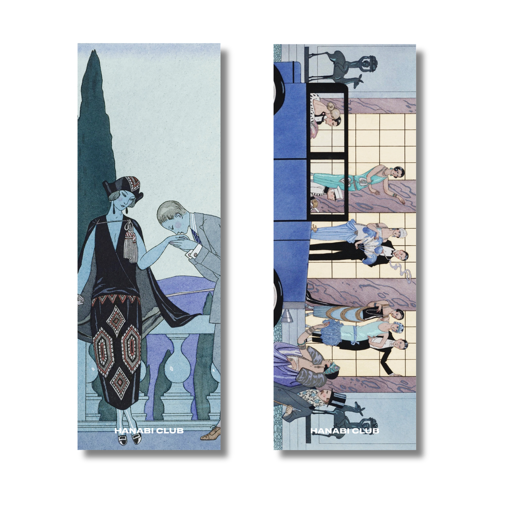 The Socialite double-sided Art Deco bookmark showing both designs